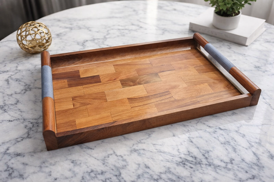 Handcrafted Elegant Wooden Serving Tray