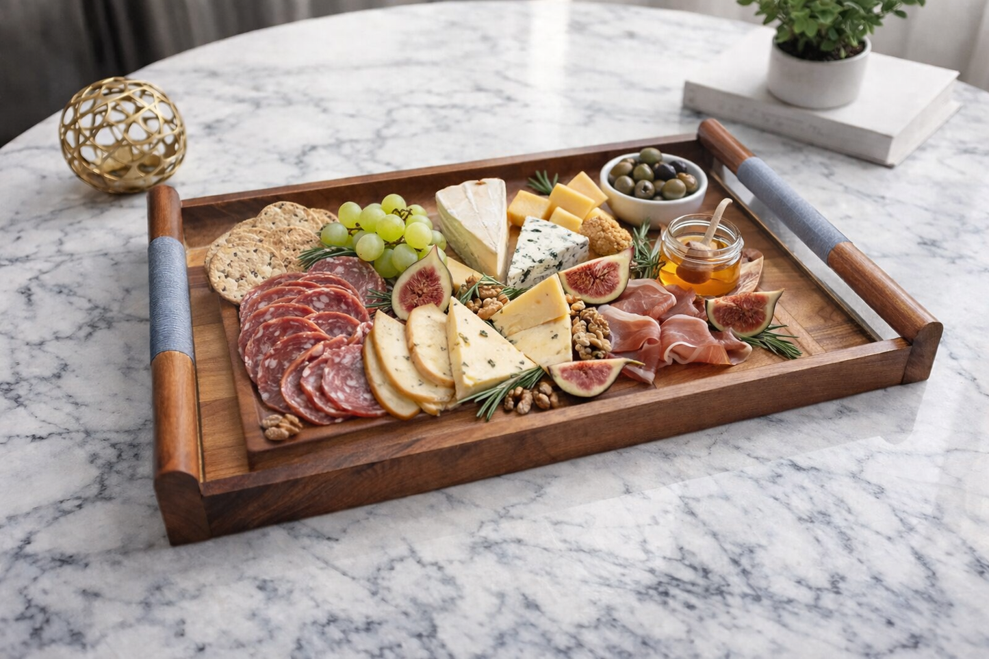 Handcrafted Elegant Wooden Serving Tray